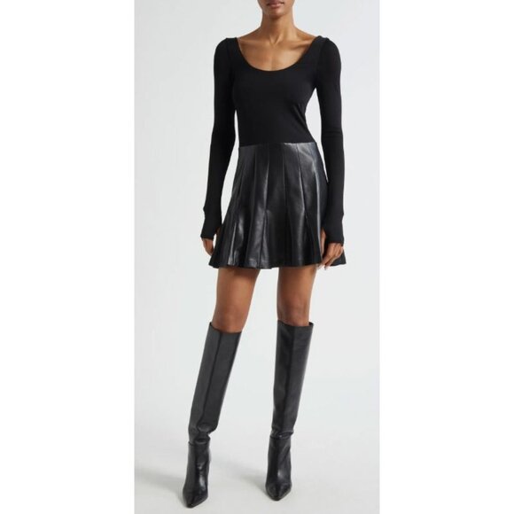 Alice + Olivia Dresses & Skirts - Alice + Olivia Chara Long Sleeve Minidress Faux Leather Black Size 2 $395 [jb]